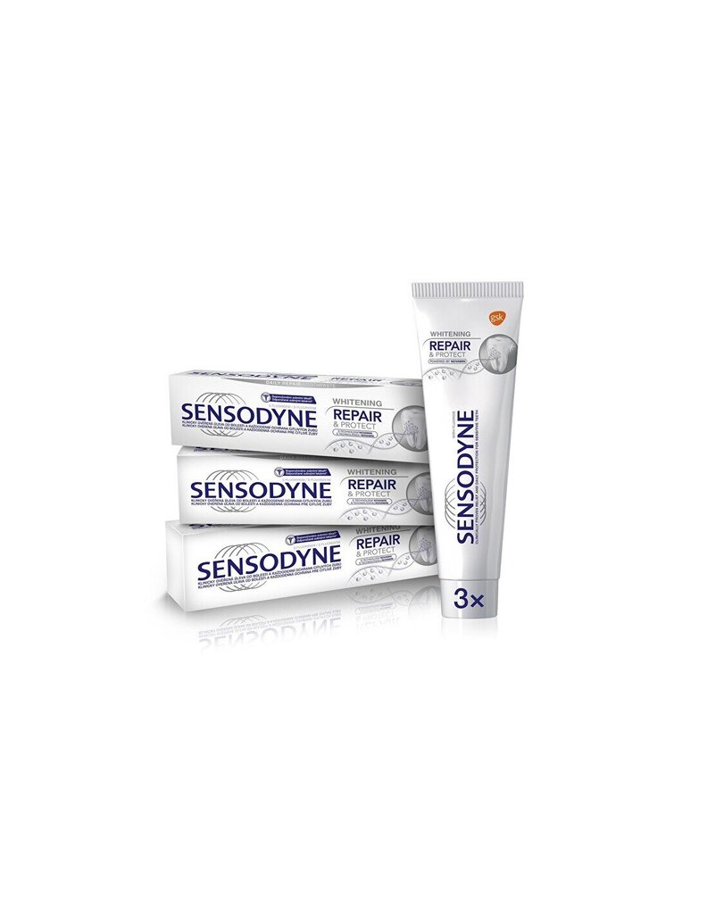 Dantų pasta Sensodyne Repair and Protect Whitening, 3 x 75 ml цена и информация | Dantų šepetėliai, pastos | pigu.lt