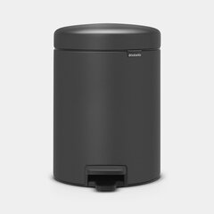 Brabantia šiukšliadėžė NewIcon, 5 l, tamsiai pilka kaina ir informacija | Šiukšliadėžės | pigu.lt