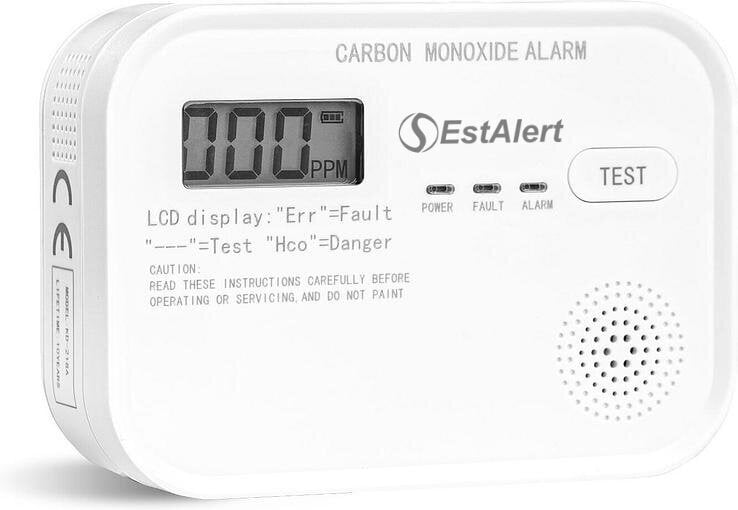 Anglies monoksido (smalkių) detektorius EstAlert 10 metų цена и информация | Dūmų, dujų detektoriai | pigu.lt