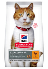 Hill's Science Plan Young Adult Sterilised Cat sausas ėdalas katėms su vištiena, 10kg цена и информация | Сухой корм для кошек | pigu.lt