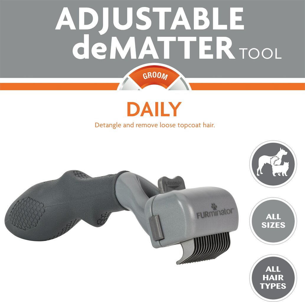 FURminator reguliuojamos šukos augintiniams Adjustable Dematter Tool, 1 vnt kaina ir informacija | Priežiūros priemonės gyvūnams | pigu.lt