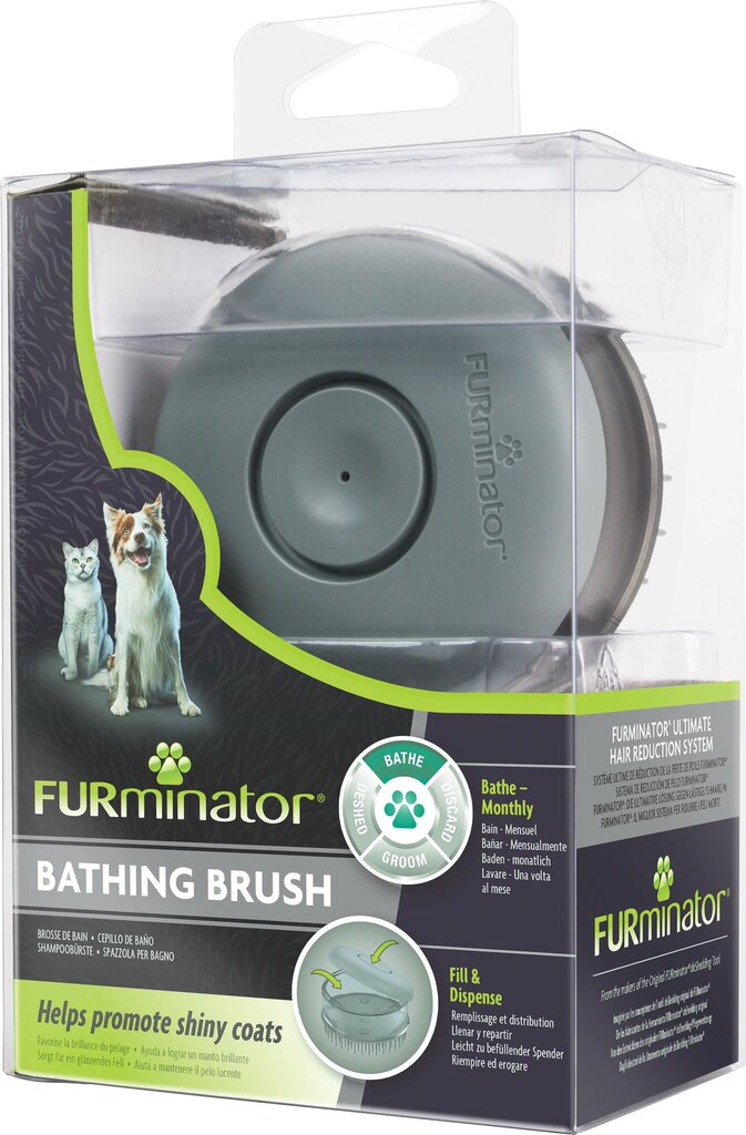 FURminator maudymosi plaukų šepetys augintiniams Bathing Brush, 1 vnt kaina ir informacija | Priežiūros priemonės gyvūnams | pigu.lt