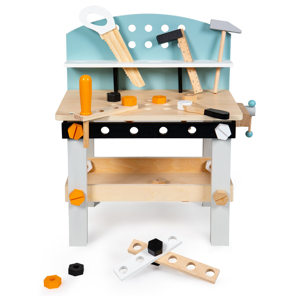 Medinė dirbtuvė su įrankiais (32 elementai) kaina ir informacija | Žaislai berniukams | pigu.lt