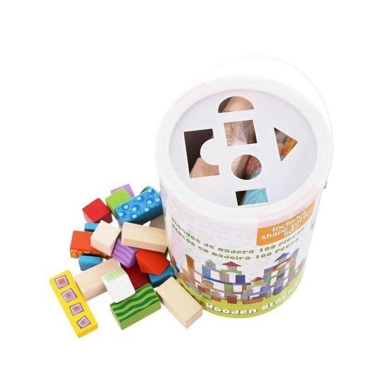 Medinės kaladėlės-rūšiuoklis EcoToys, 100 d. kaina ir informacija | Žaislai kūdikiams | pigu.lt