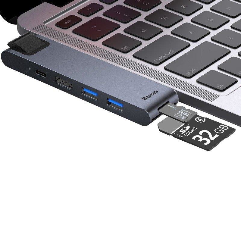 Hub Baseus CAHUB-L0G (Lack; 2x USB 3.0; gray color) kaina ir informacija | Adapteriai, USB šakotuvai | pigu.lt