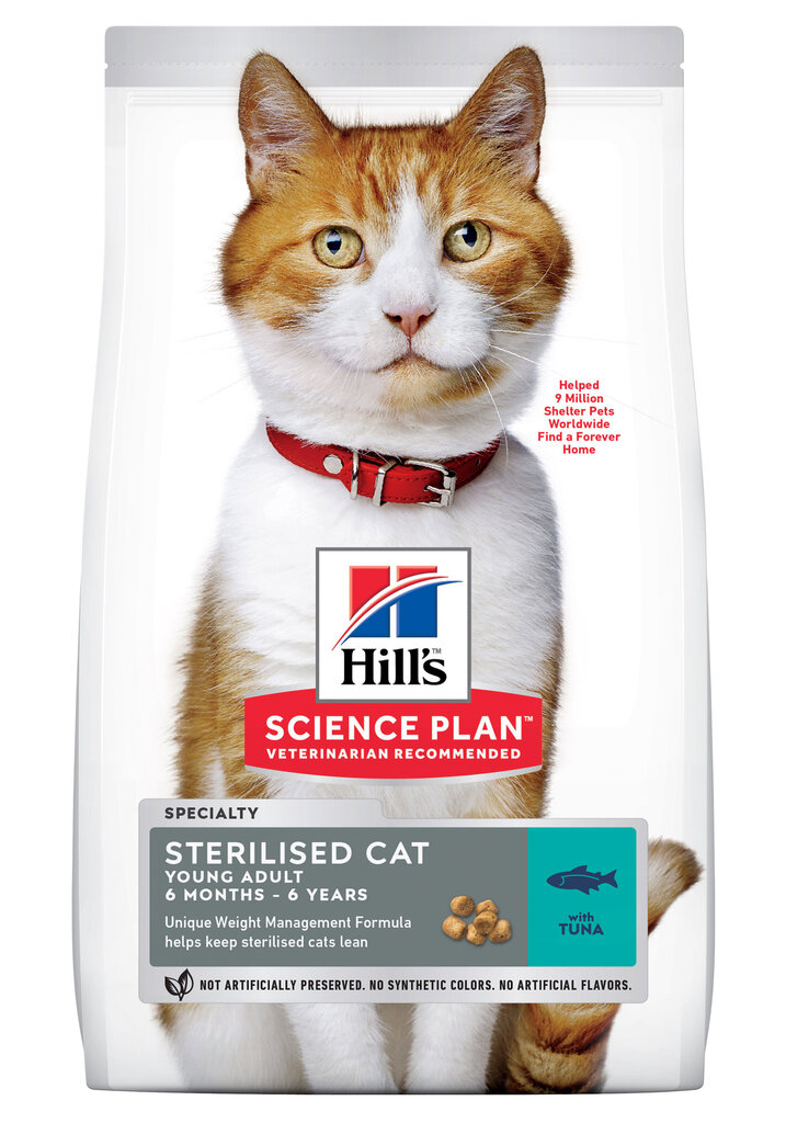 Hill's Science Plan Young Adult Sterilised Cat sausas ėdalas katėms su tunu, 10kg цена и информация | Sausas maistas katėms | pigu.lt