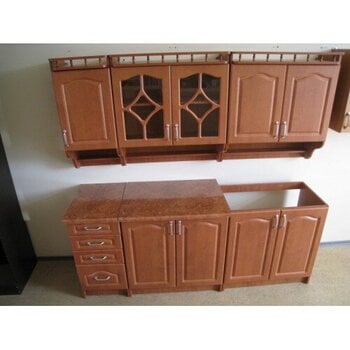 Virtuvinių spintelių komplektas Korona, rudas kaina ir informacija | Virtuvės baldų komplektai | pigu.lt