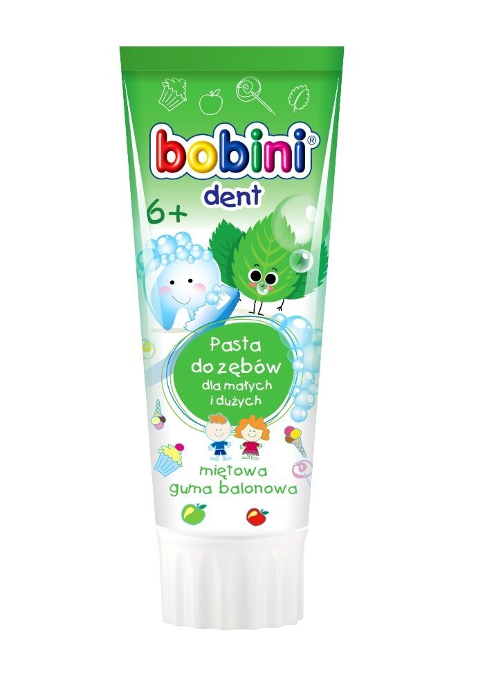 Dantų pasta vaikams Bobini Bubble Gum 6+, 75 ml цена и информация | Dantų šepetėliai, pastos | pigu.lt