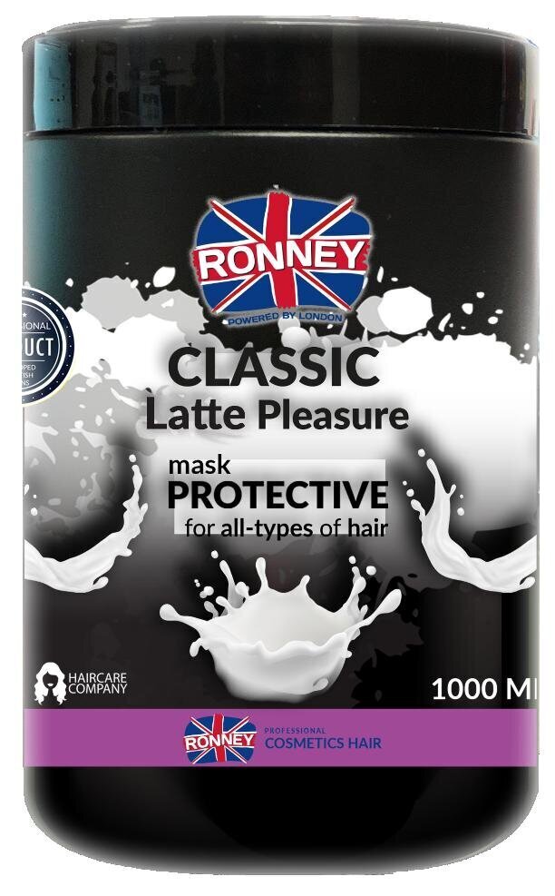 Apsauginė plaukų kaukė Ronney Professional Classic Latte Pleasure 1000 ml цена и информация | Priemonės plaukų stiprinimui | pigu.lt