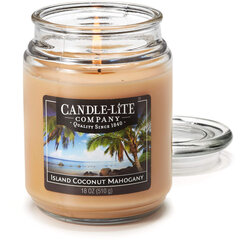 Candle-Lite kvapioji žvakė su dangteliu Island Coconut Mahogany, 510 g kaina ir informacija | Žvakės, Žvakidės | pigu.lt