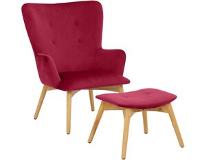 Fotelis su pakoju Notio Living Newman, raudonas kaina ir informacija | Svetainės foteliai | pigu.lt