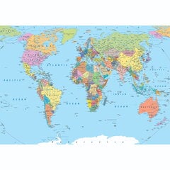 Fototapetai - Pasaulio žemėlapis. Didžiausi miestai. kaina ir informacija | Fototapetai | pigu.lt
