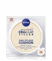 Ухаживающий тонизирующий крем в спонже 3 в 1 Hyaluron Cellular Filler 02 Medium SPF15, 15 г цена и информация | Пудры, базы под макияж | pigu.lt