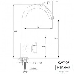 Водяной смеситель Kernau KWT 07 CHROME 30145 цена и информация | Смесители | pigu.lt