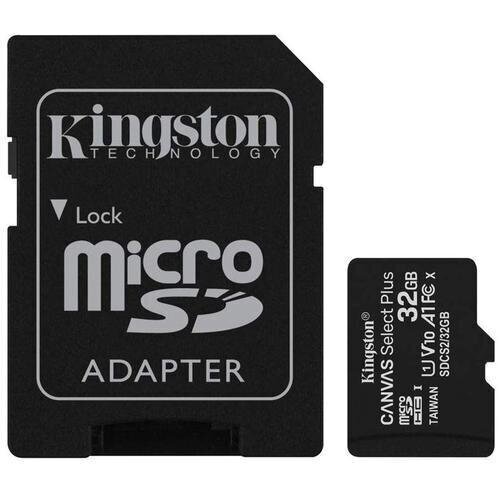 Kingston microSDHC 32GB Canvas Select Plus 100R A1 C10 + Adapteris цена и информация | Atminties kortelės telefonams | pigu.lt
