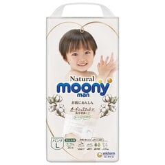 Japoniškos sauskelnės-kelnaitės Moony Natural L, 9-14 kg, 36 vnt. kaina ir informacija | Moony Vaikams ir kūdikiams | pigu.lt