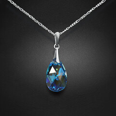 Sidabrinis kaklo papuošalas moterims DiamondSky „Baroque (Aquamarine Blue AB)“ su Swarovski kristalais kaina ir informacija | Kaklo papuošalai | pigu.lt