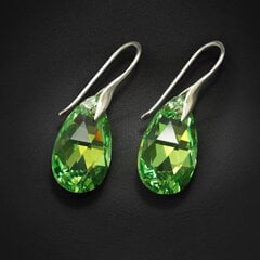 Серебряные серьги "Барокко (Peridot AB)" с кристаллами Swarovski™ цена и информация | Серьги | pigu.lt