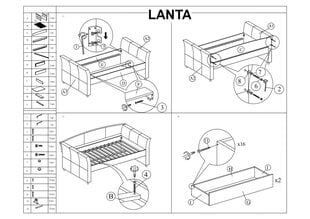 Кровать Signal Meble Lanta с ящиками, 90x200 см, серая цена и информация | Кровати | pigu.lt