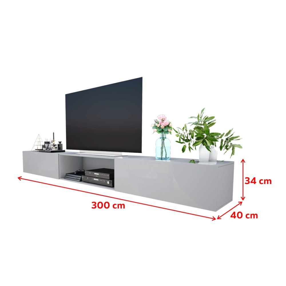 TV staliukas Selsey Larka LED, 300 cm, pilkas kaina | pigu.lt