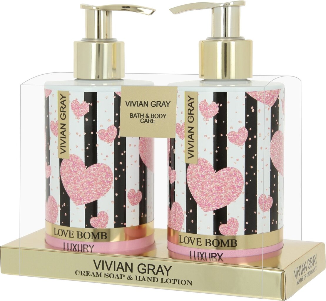 Rinkinys kūnui Vivian Grey Love Bomb: kreminis muilas 250 ml + losjonas rankoms 250 ml цена и информация | Muilai | pigu.lt