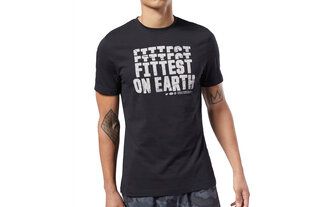Reebok marškinėliai vyrams CrossFit Fittest on Earth, juodi kaina ir informacija | Sportinė apranga vyrams | pigu.lt