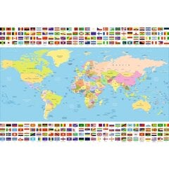 Fototapetai Pasaulio žemėlapis su vėliavomis kaina ir informacija | Fototapetai | pigu.lt