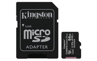 Kingston microSDXC 64GB (+SD adapteris) kaina ir informacija | Atminties kortelės telefonams | pigu.lt