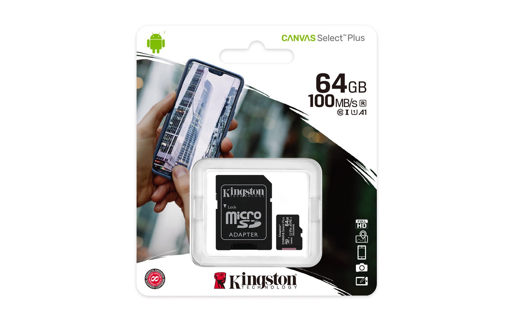 Kingston microSDXC 64GB (+SD adapteris) kaina ir informacija | Atminties kortelės telefonams | pigu.lt