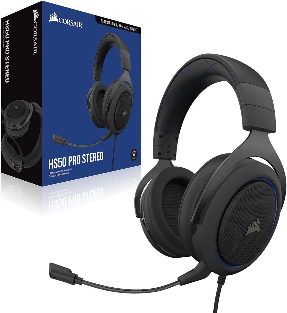 aidim ausin s Corsair Gaming HS50 Pro Blue kaina pigu.lt