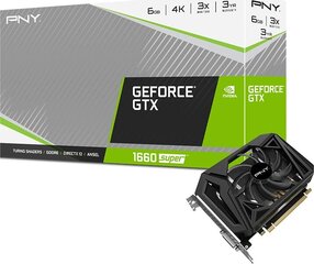 PNY GeForce GTX1660 Super 6GB SINGLE FAN VCG16606SSFPPB цена и информация | Видеокарты (GPU) | pigu.lt