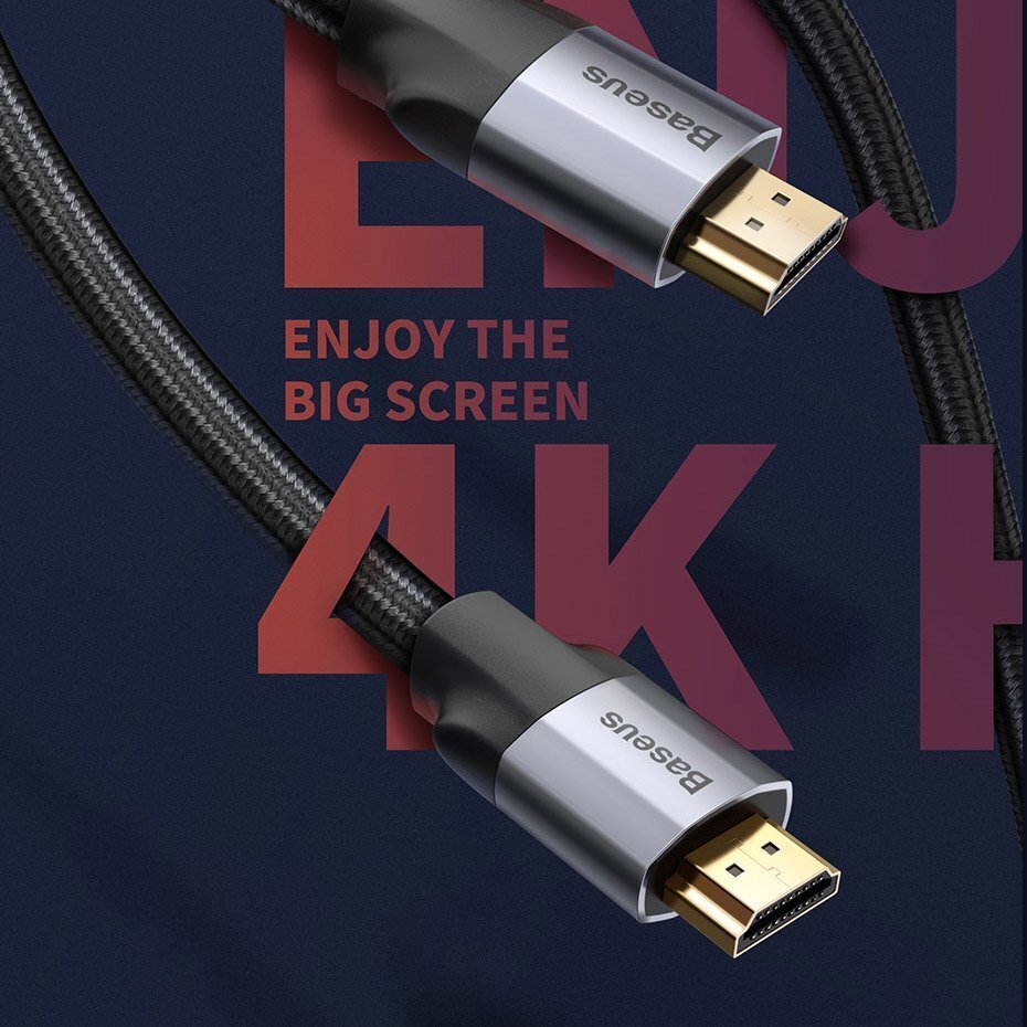 Kabelis Baseus Enjoyment 4K Hdmi - Hdmi 2m, pilkas (Caksx-C0G) цена и информация | Kabeliai ir laidai | pigu.lt