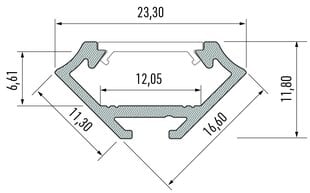 Eko-Light aliuminio profilis, kampinis, tipas C 1m + profilio dangtelis kaina ir informacija | LED juostos | pigu.lt