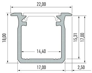 Eko-Light aliuminio profilis, tipas G 1m + profilio dangtelis kaina ir informacija | LED juostos | pigu.lt