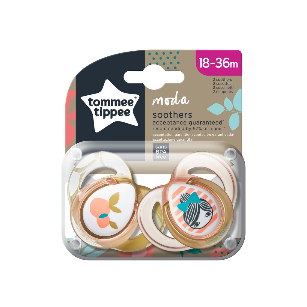 Čiulptukas Tommee Tippee Moda, mergaitei 18 - 36 mėn., 2 vnt., 43343741 kaina ir informacija | Čiulptukai | pigu.lt