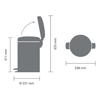 Brabantia šiukšliadėžė NewIcon, 12 l, juoda kaina ir informacija | Šiukšliadėžės | pigu.lt