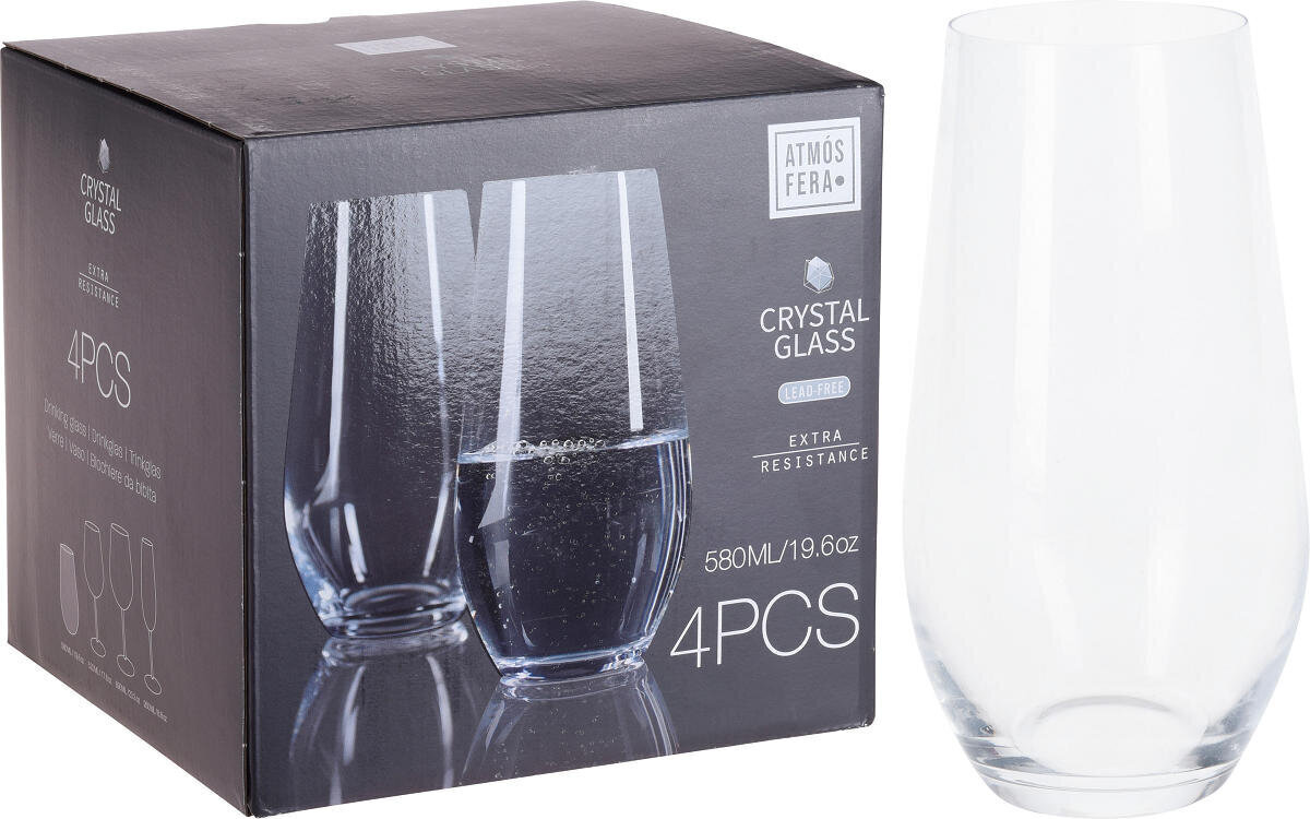 Stiklinės vandeniui, 4 vnt kaina ir informacija | Taurės, puodeliai, ąsočiai | pigu.lt