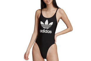 Maudymosi kostiumėlis moterims Adidas Orginals Trefoil Swim W ED7537 49280, juodas kaina ir informacija | Maudymosi kostiumėliai | pigu.lt