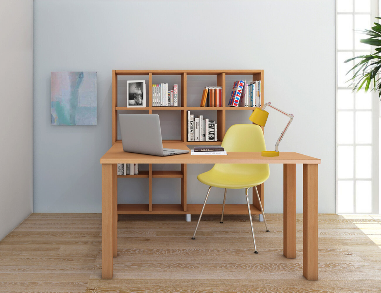 Rašomasis stalas su lentyna Notio Living Kiera, šviesiai rudas kaina ir informacija | Kompiuteriniai, rašomieji stalai | pigu.lt