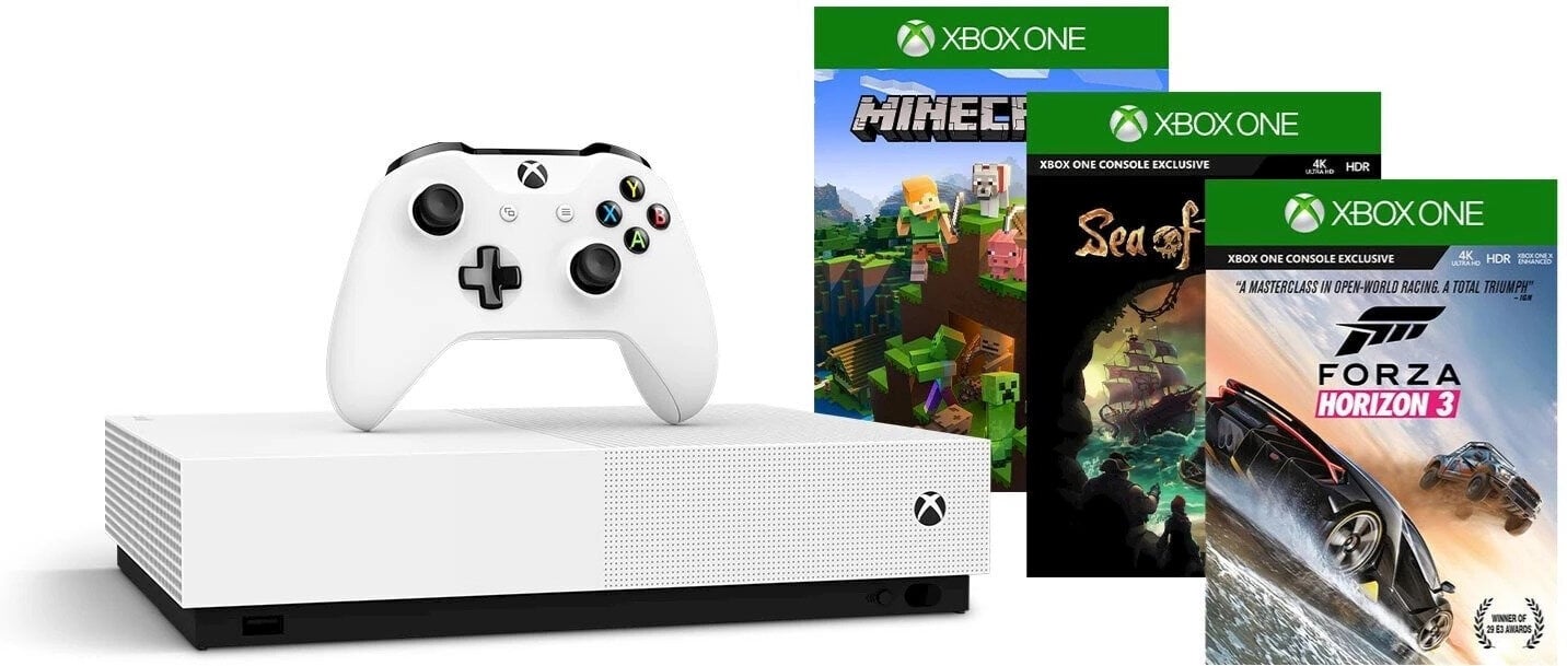 Microsoft Xbox One S 1TB All-Digital Edition (be diskų skaitytuvo) + Fortnite + Sea of Thieves + Minecraft kaina ir informacija | Žaidimų konsolės | pigu.lt