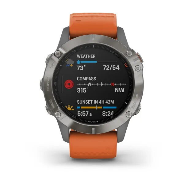 Garmin fēnix® 6 Sapphire Titanium/Ember Orange цена и информация | Išmanieji laikrodžiai (smartwatch) | pigu.lt