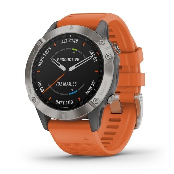 Garmin fēnix® 6 Sapphire Titanium/Ember Orange цена и информация | Išmanieji laikrodžiai (smartwatch) | pigu.lt