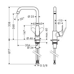 Смеситель для кухни Hansgrohe Focus M41, Matt Black, 31820670 цена и информация | Hansgrohe Сантехника, ремонт, вентиляция | pigu.lt