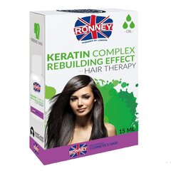 Plaukų aliejus su keratino kompleksu Ronney Hair Therapy 15 ml kaina ir informacija | Priemonės plaukų stiprinimui | pigu.lt