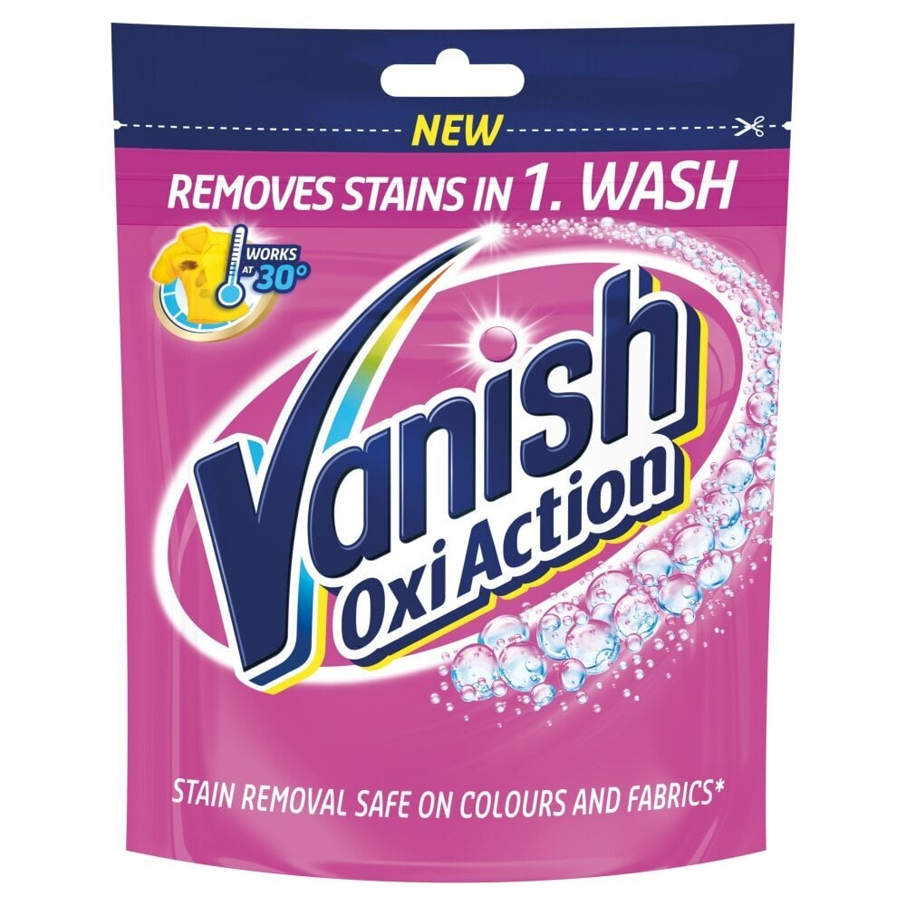 Vanish dėmių valiklis Oxi Action Pink, 300 g kaina ir informacija | Skalbimo priemonės | pigu.lt