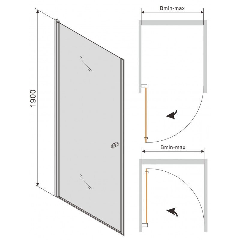 Dušo durys Mexen Pretoria black mat 70,80,90 cm цена и информация | Dušo durys ir sienelės | pigu.lt