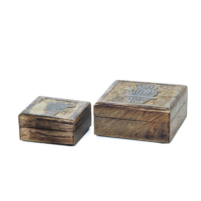 Dekoratyvinės dėžutės medinės 2 vnt. kaina | pigu.lt