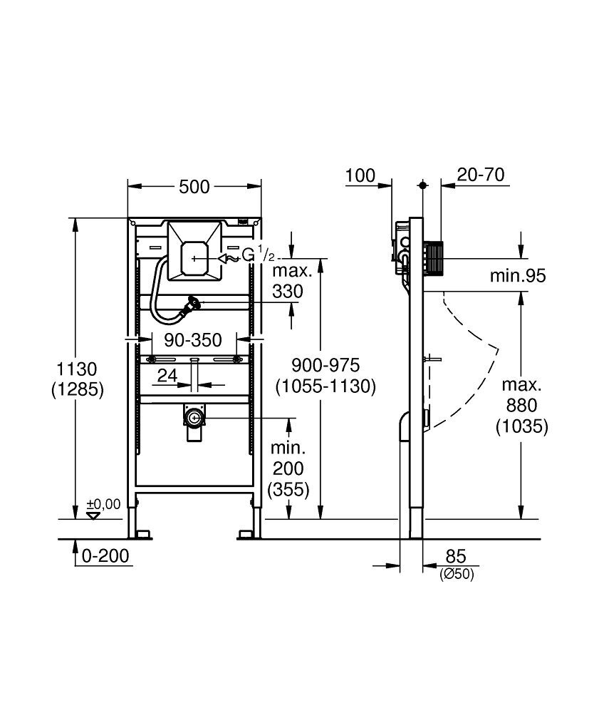 Grohe Rapid SL potinkinis pisuaro rėmas 38786001 kaina ir informacija | Klozetai | pigu.lt