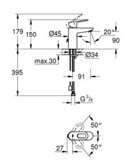 Grohe BauLoop S размера однорычажный смеситель для раковины 23336000 цена и информация | Смесители | pigu.lt