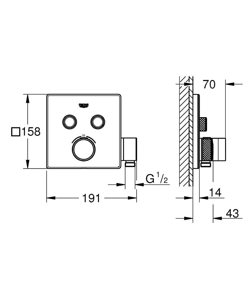 Grohe Grohtherm Smartcontrol termostatinis maišytuvas dušui ar voniai, su dušo laikikliu 29125000 цена и информация | Vandens maišytuvai | pigu.lt